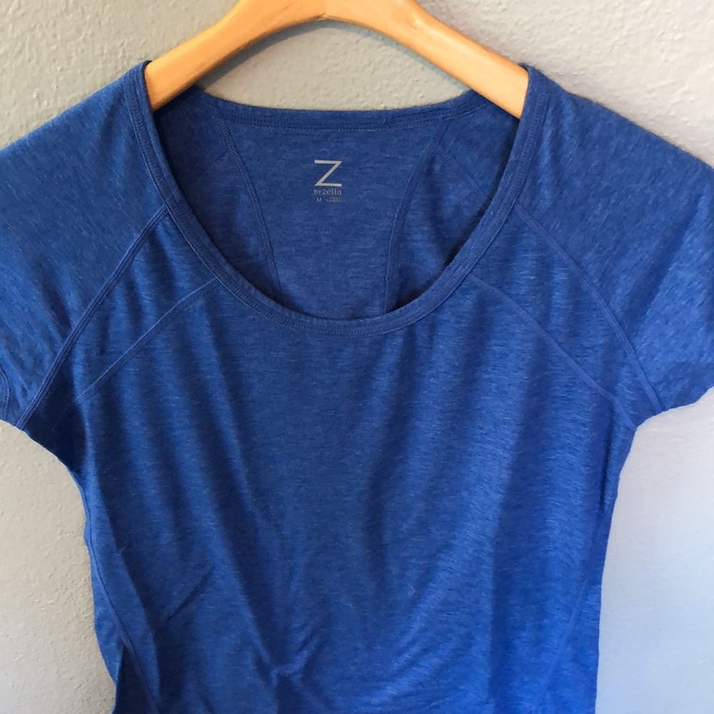 Z by Zella Blue Scoop Neck Short Sleeve Athletic T-Shirt Top Medium - Picture 6 of 8